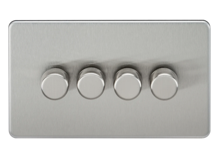 Knightsbridge Screwless Brushed Chrome 4G Dimmer Switch SF2184BC