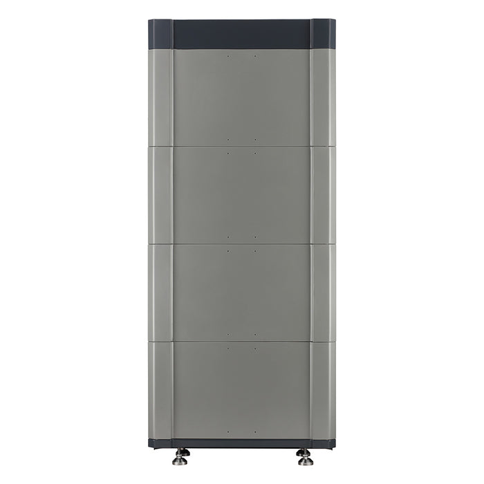 Gray storage cabinet with wheels on a white background