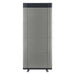Gray storage cabinet with wheels on a white background