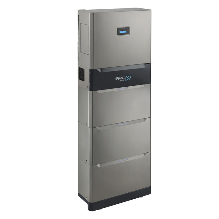 Tall metallic appliance with a brand logo on a white background