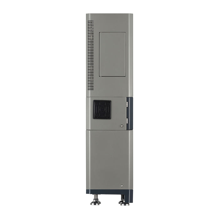 Tall gray locker with a door on a white background