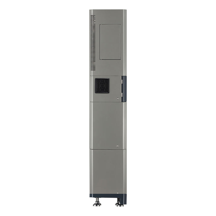 Tall gray locker with a door on a white background