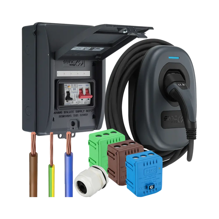 Sync Energy Tethered EV Charger and Consumer Unit Bundle