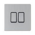 United Electrical Products Screwless Brushed Steel 2G Double 10a Light Switch SG02BCB available from RS Electrical Supplies