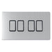 United Electrical Products Screwless Brushed Steel 4G 10A Light Switch SG04BCB available from RS Electrical Supplies