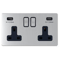 United Electrical Products Screwless Brushed Steel Double USB Socket SG65BCB available from RS Electrical Supplies