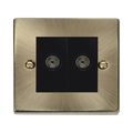 Click Deco Antique Brass Double TV Socket VPAB066MBK