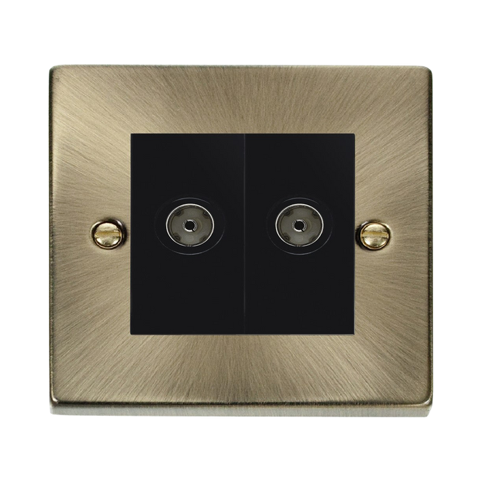 Click Deco Antique Brass Double TV Socket VPAB066MBK
