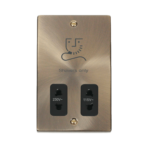Front view of Click Deco Antique Brass Shaver Socket