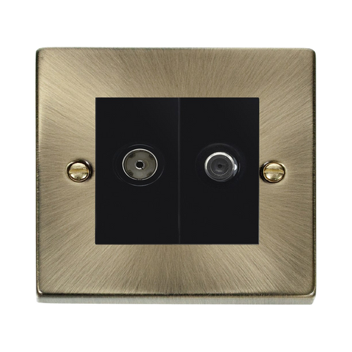 Click Deco Antique Brass TV and Satellite Socket VPAB157MBK