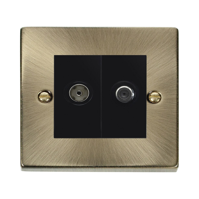 Click Deco Antique Brass TV and Satellite Socket VPAB157MBK