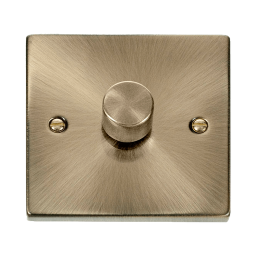 Front view of Click Deco Antique Brass 1G LED Dimmer Switch