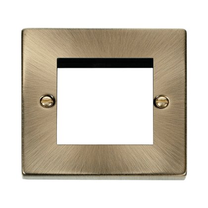 Scolmore Click Deco Antique Brass 1 Gang New Media Euro Plate – 2 Apertures VPAB311