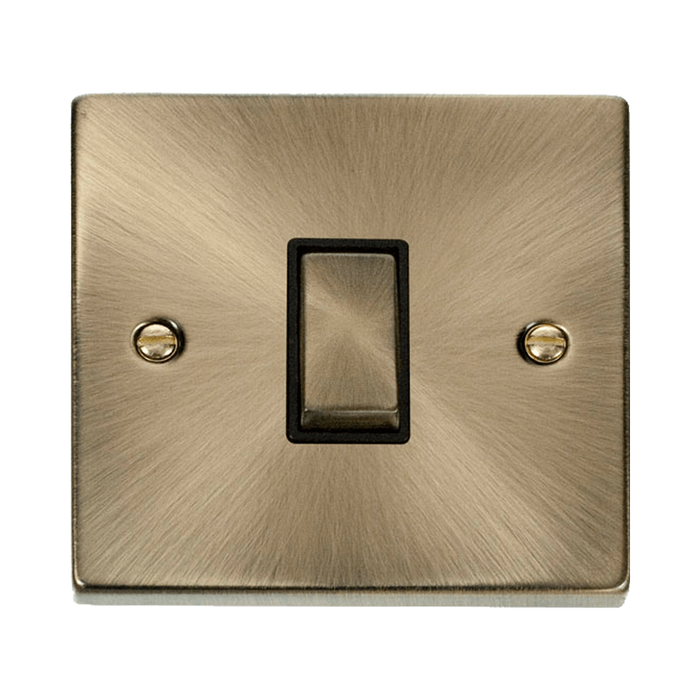 Front view of Click Deco Antique Brass 1G Light Switch