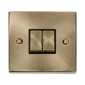 Front view of Click Deco Antique Brass 2G Light Switch