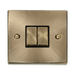 Front view of Click Deco Antique Brass 2G Light Switch