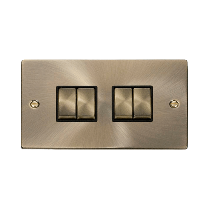 Front view of Click Deco Antique Brass 4G Light Switch
