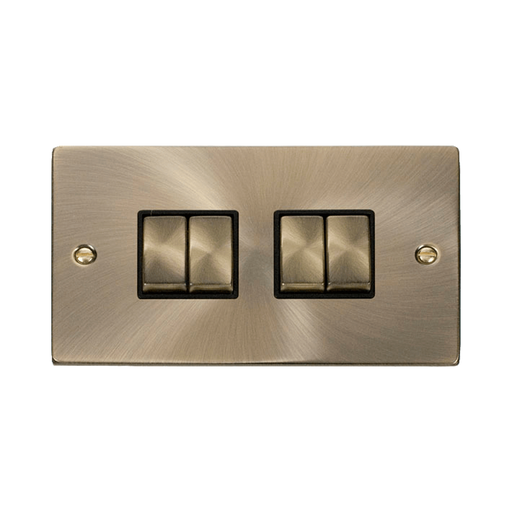 Front view of Click Deco Antique Brass 4G Light Switch