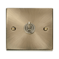 Front view of Click Deco Antique Brass 1G Toggle Switch