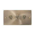 Front view of Click Deco Antique Brass 3G Toggle Switch