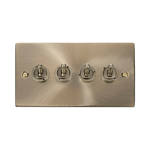 Front view of Click Deco Antique Brass 4G Toggle Switch