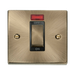 Front view of Click Deco Antique Brass 45A Cooker Switch with Neon