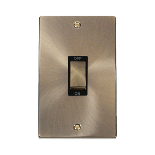 Front view of Click Deco Antique Brass 45A Cooker Switch