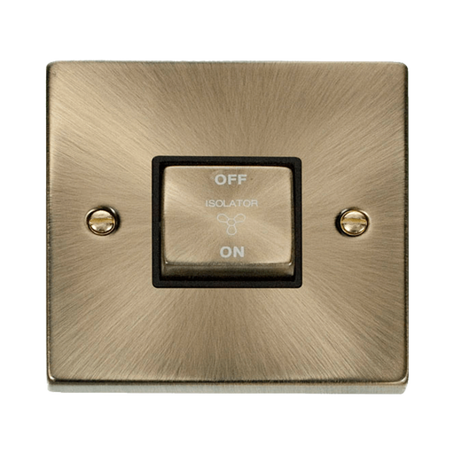 Front view of Click Deco Antique Brass 10A Fan Isolator Switch