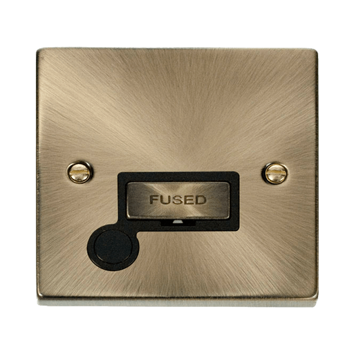 Front view of Click Deco Antique Brass 13A Unswitched Spur with Flex
