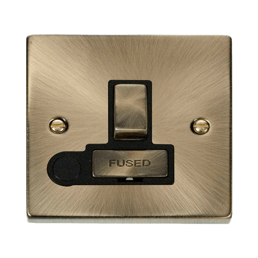 Front view of Click Deco Antique Brass 13A Switched Spur with Flex