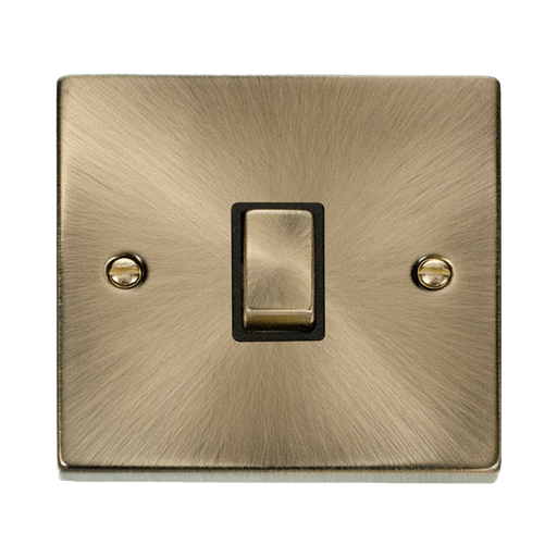 Front view of Click Deco Antique Brass 20A Double Pole Switch