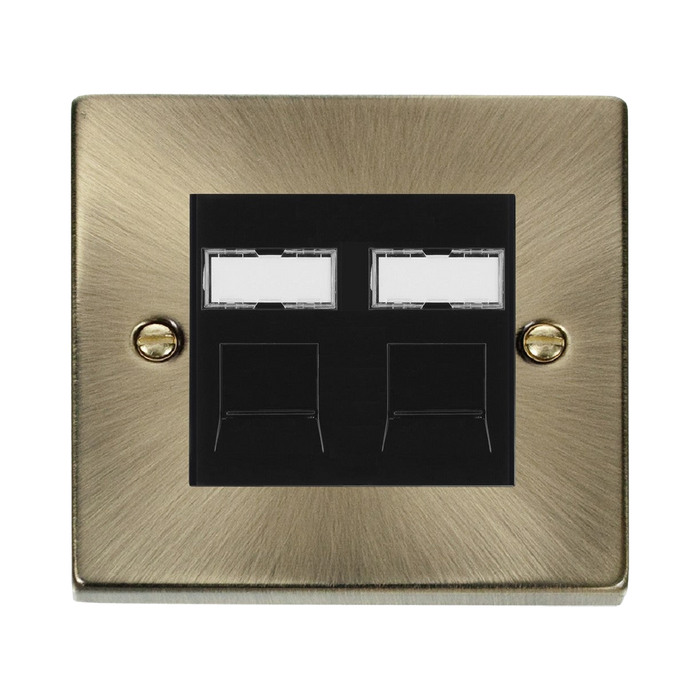 Click Deco Antique Brass Double Cat6 Data Socket VPABRJ4562BK