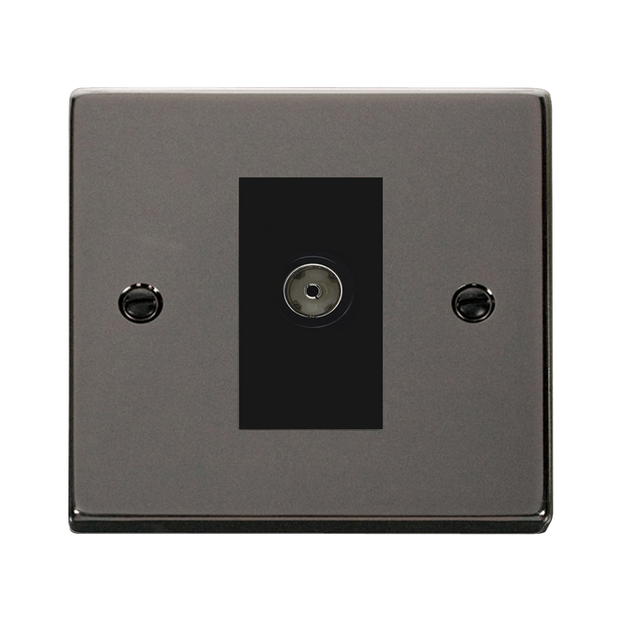 Click Deco Black Nickel TV Socket VPBN065MBK – Front view