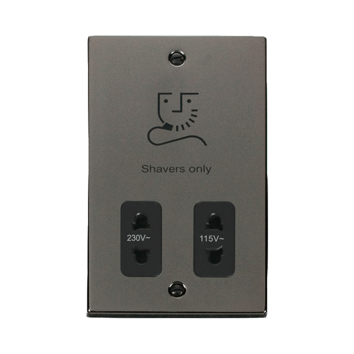 Front view of Click Deco Black Nickel Shaver Socket
