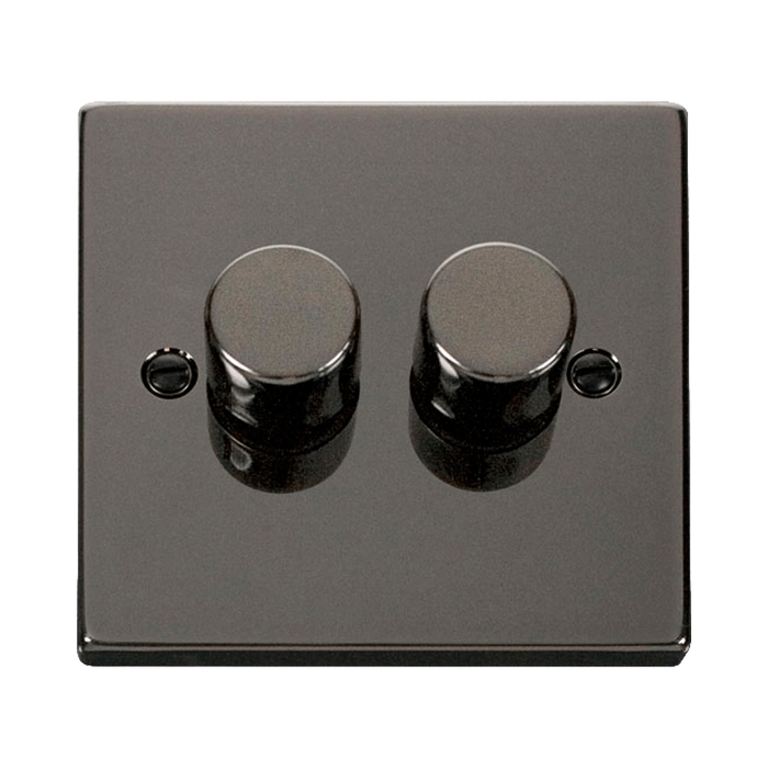 Front view of Click Deco Black Nickel 2G LED Dimmer Switch