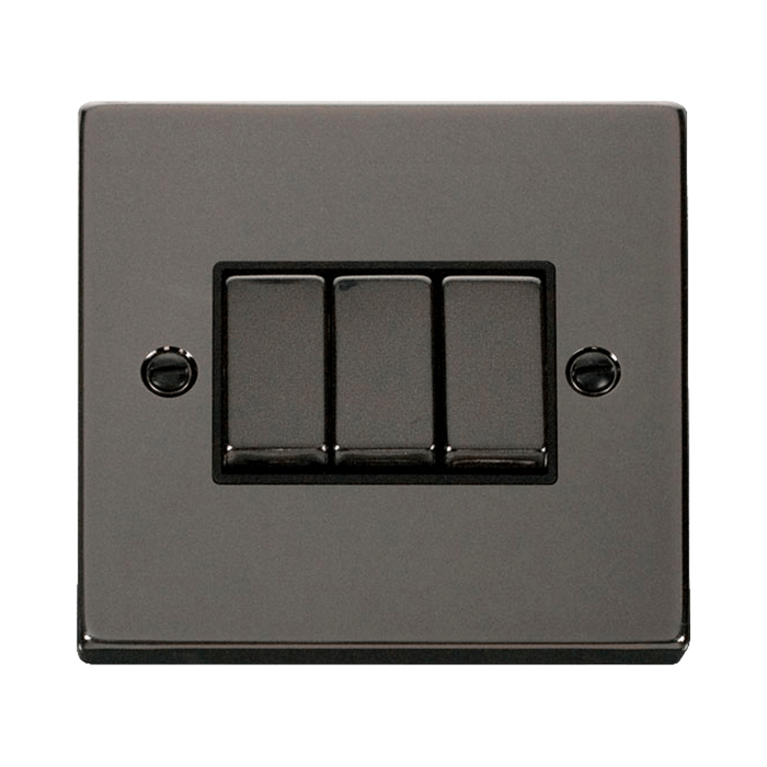 Front view of Click Deco Black Nickel 3G Light Switch