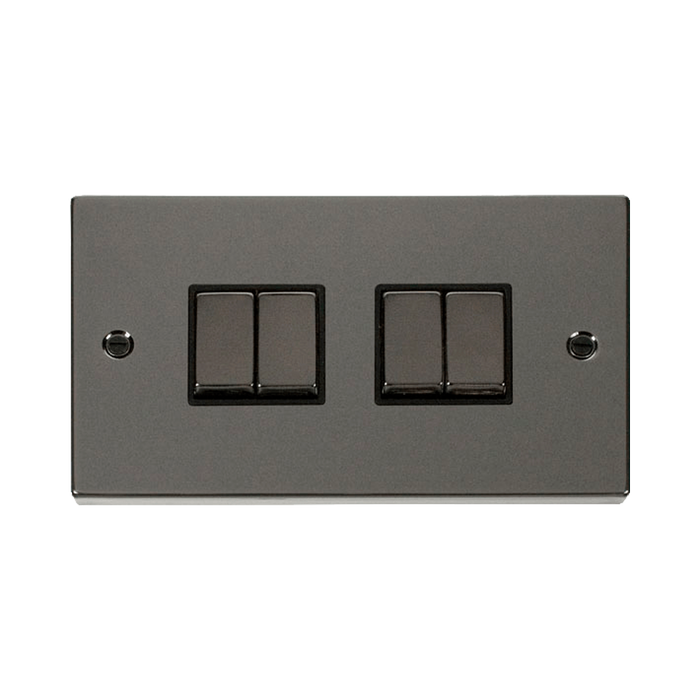 Front view of Click Deco Black Nickel 4G Light Switch