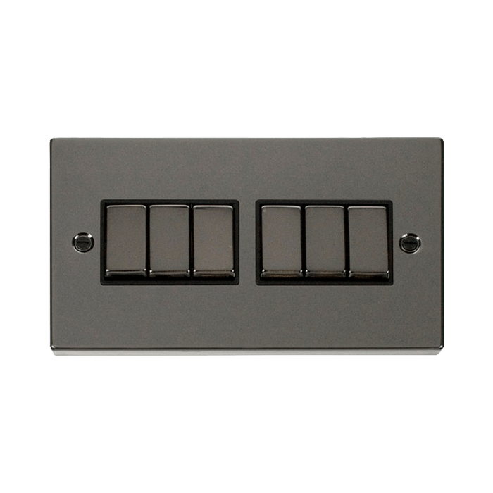 Front view of Click Deco Black Nickel 6G Light Switch