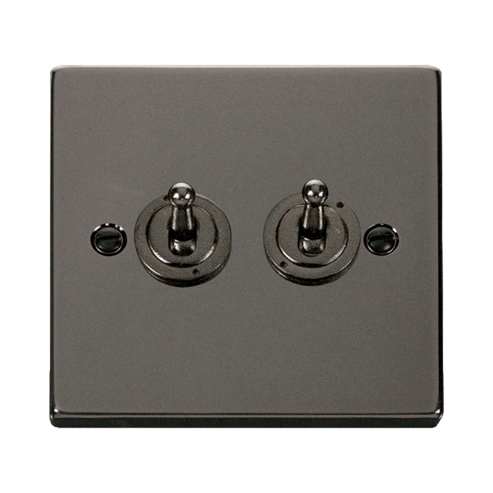 Front view of Click Deco Black Nickel 2G Toggle Switch