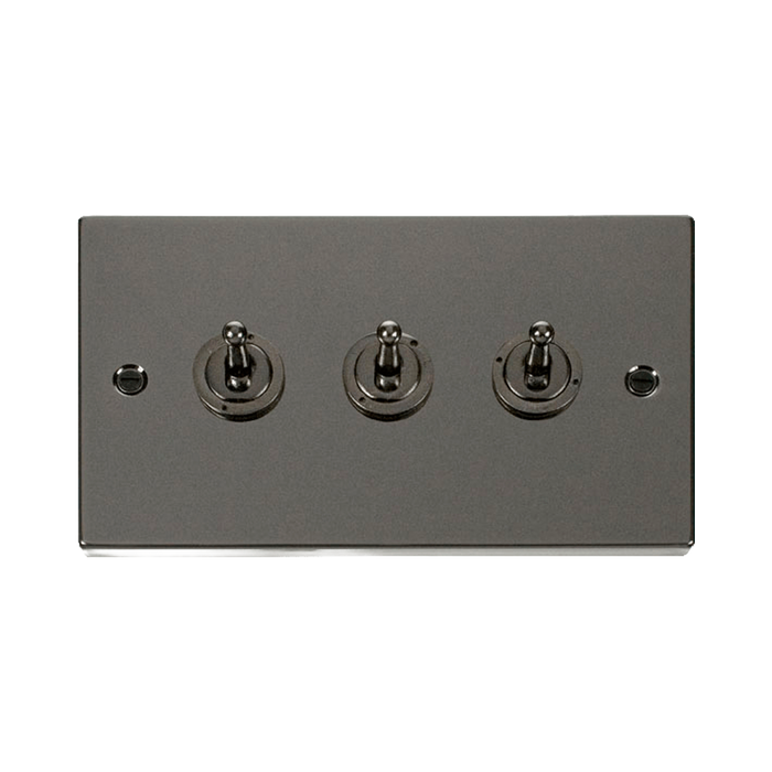 Front view of Click Deco Black Nickel 3G Toggle Switch