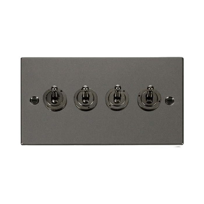 Front view of Click Deco Black Nickel 4G Toggle Switch