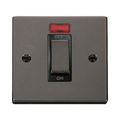 Front view of Click Deco Black Nickel 45A Cooker Switch with Neon