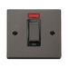 Front view of Click Deco Black Nickel 45A Cooker Switch with Neon