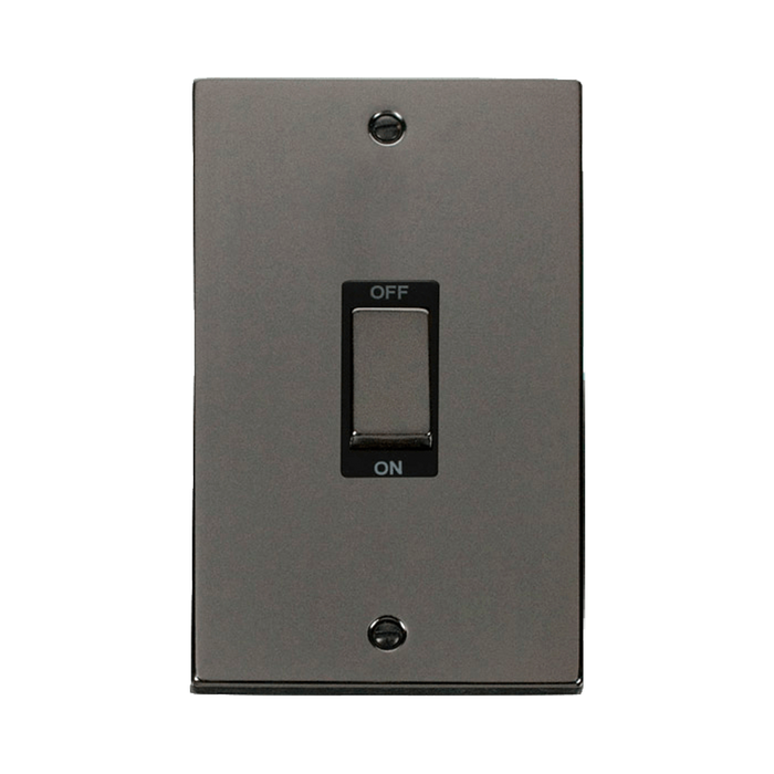 Front view of Click Deco Black Nickel 45A Cooker Switch