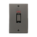 Front view of Click Deco Black Nickel 45A Cooker Switch with Neon