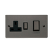 Front view of Click Deco Black Nickel 45A Cooker Switch with 13A Socket