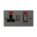 Front view of Click Deco Black Nickel 45A Cooker Switch with 13A Socket