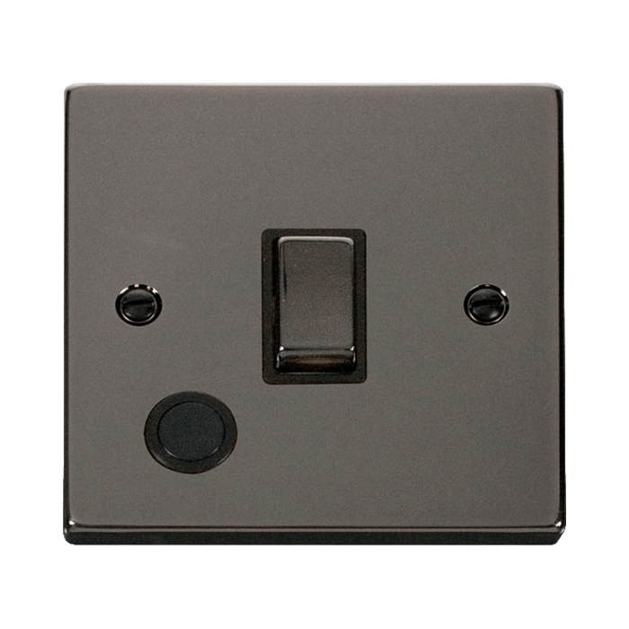 Front view of Click Deco Black Nickel 20A Double Pole Switch with Flex