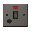 Front view of Click Deco Black Nickel 20A Double Pole Switch with Neon and Flex