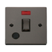 Front view of Click Deco Black Nickel 20A Double Pole Switch with Neon and Flex